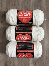 3 Full 8-ounce Skeins Red Heart Super Saver 316 Soft White Yarn