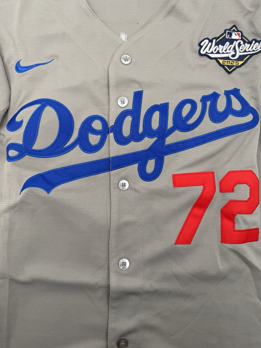 Miguel Rojas #72 Dodgers 2025 World Series Jersey Stitched Grey