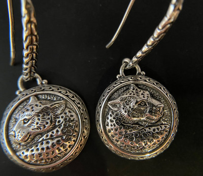 Sarda, Bali Handcrafted, Stunning, Chic, Sterling,Leopard Earrings
