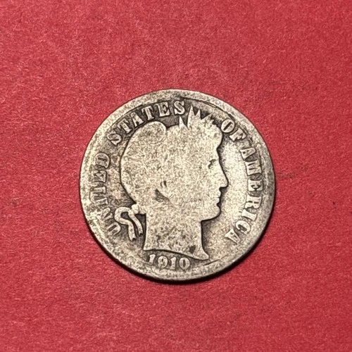 (1) Beautiful Antique 1910-D Barber Dime G-GOOD NICE FILLER COIN