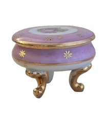 Limoges Porcelain Mini Footed Pink Trinket Box
