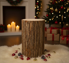 Tronco Legno Naturale Tavolino Comodino Ø25x40cm Design Rustico