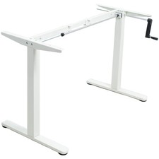 VIVO White Manual Height Adjustable Stand Up Desk Frame Crank System