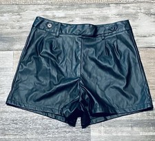 SHEIN Shorts Women s Black Faux Leather High Rise Hot Pants Size Large