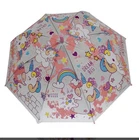 Kids Unicorn Dome Umbrella Girls Pink Rainbow Brolly Childrens School Rain Cover
