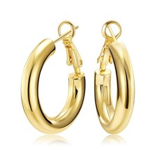 SHOWNII Chunky Gold Hoop Earrings 30 Millimeters, 30 Millimeters-Gold Plated