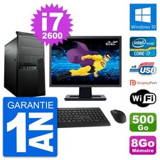 PC Tour Lenovo M91p Ecran 22" Core i7-2600 RAM 8Go Disque 500Go Windows 10 Wifi