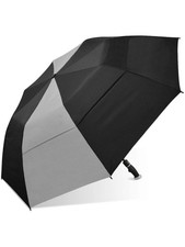 Deluxe Two-Person Rain Umbrella Black Ribbed Fberglass Frame Windproof Umbrella