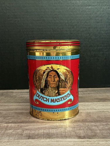 Vintage Dutch Masters 25 Panetelas LithoCigar Tin, American Indian Motif 