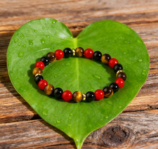 Triple Protection Bracelet Carnelian Tiger Eye Black Tourmaline Crystal Bracelet