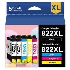 5PACK 822XL T822XL Ink Cartridge For Epson WorkForce Pro WF-3820 WF-4820 WF-4833