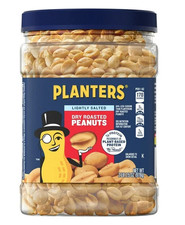 PLANTERS Lightly Salted Dry Roasted Peanuts, Party Snacks, Plant Based Protein,