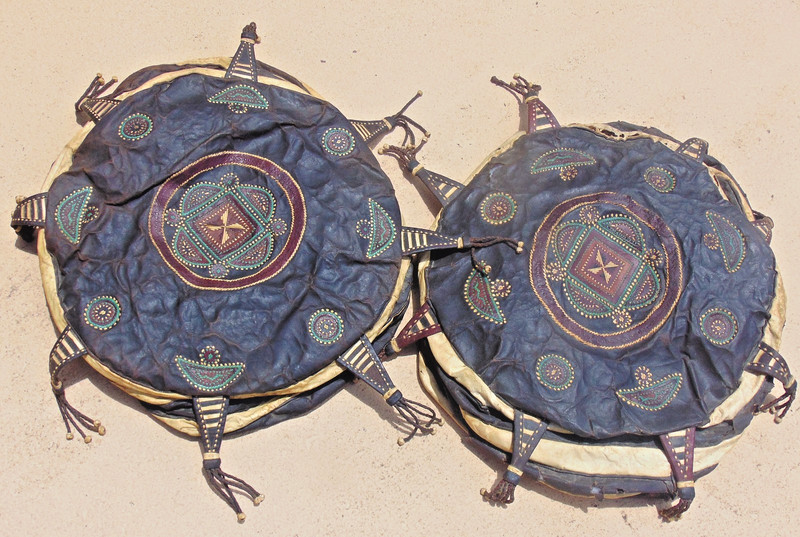 Vintage MOROCCAN Poufs - Malian Tuareg Leather Pouf Ottomans HAND CRAFTED