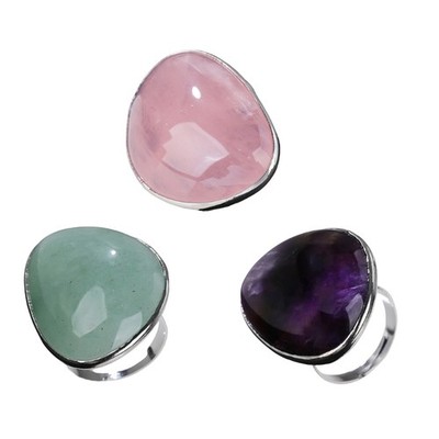 Natural Crystal Gemstones Unique Freeform Ring Handcrafted Irregular Design For