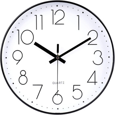 8 Inch Small Black Wall Clocks Silent Non Ticking Battery Operated