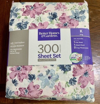 Better Homes & Gardens 4-Piece 300 Thread Count Soft Cool Sheet Set King
