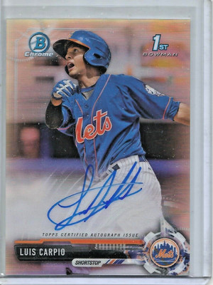 Luis Carpio 2017 Bowman Chrome Refractor Autograph Rookie #169/499