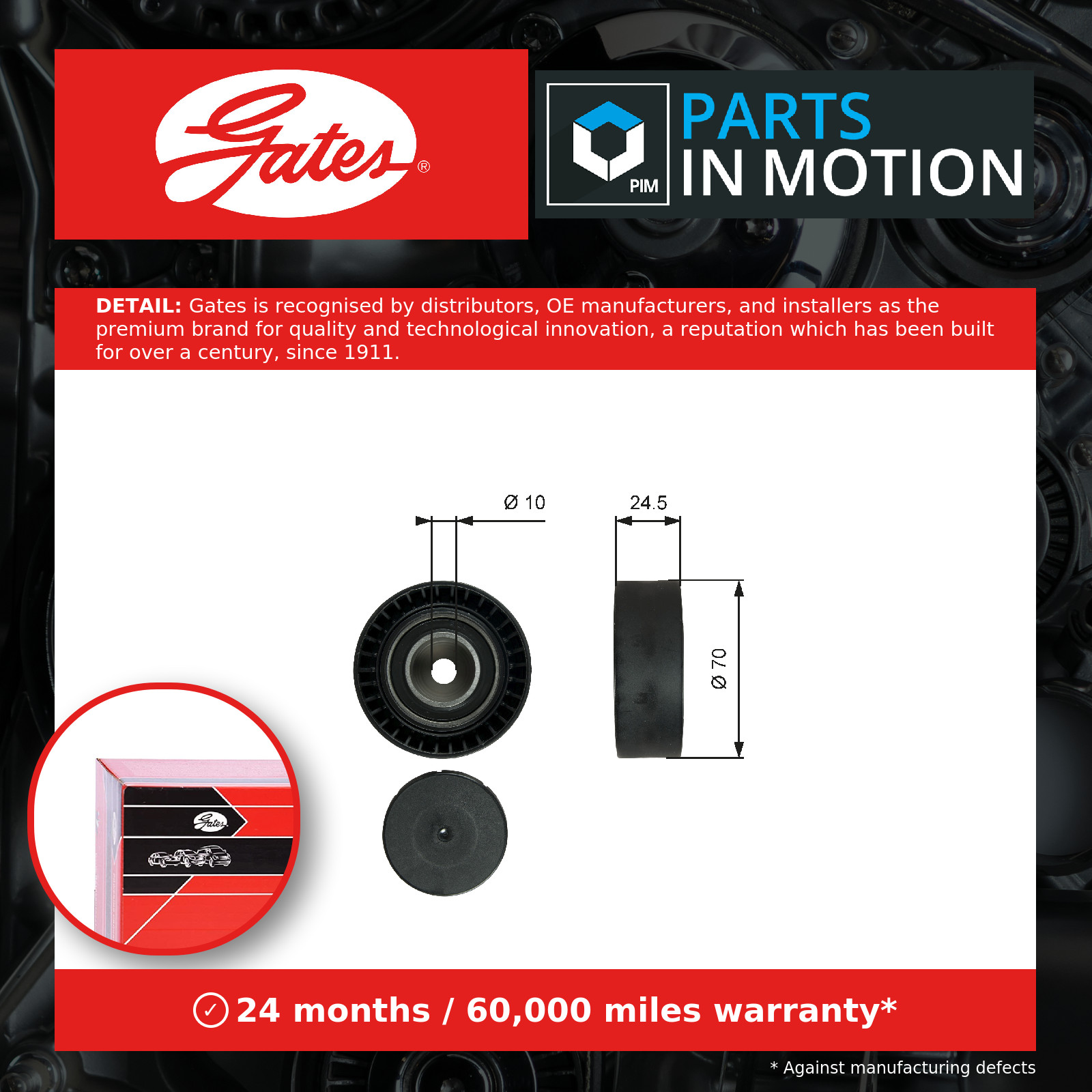 Aux Belt Idler Pulley fits BMW 328 E36 2.8 95 to 99 Guide Deflection Gates New - Image 22
