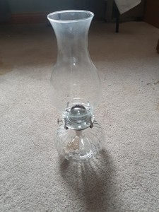 Vintage Mini Oil Lamp Hurricane Glass Lantern Clear Hobnail Base 1.12 lb