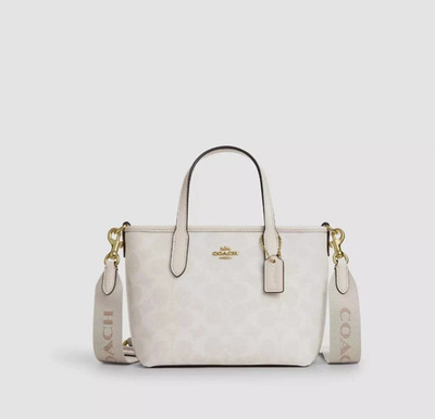 New Coach City Mini Tote Bag Crossbody Signature Canvas White/Chalk NWT CW032