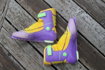 Vintage Salomon SR 911 Equipe Skate Ski Boots Size 10 Yellow