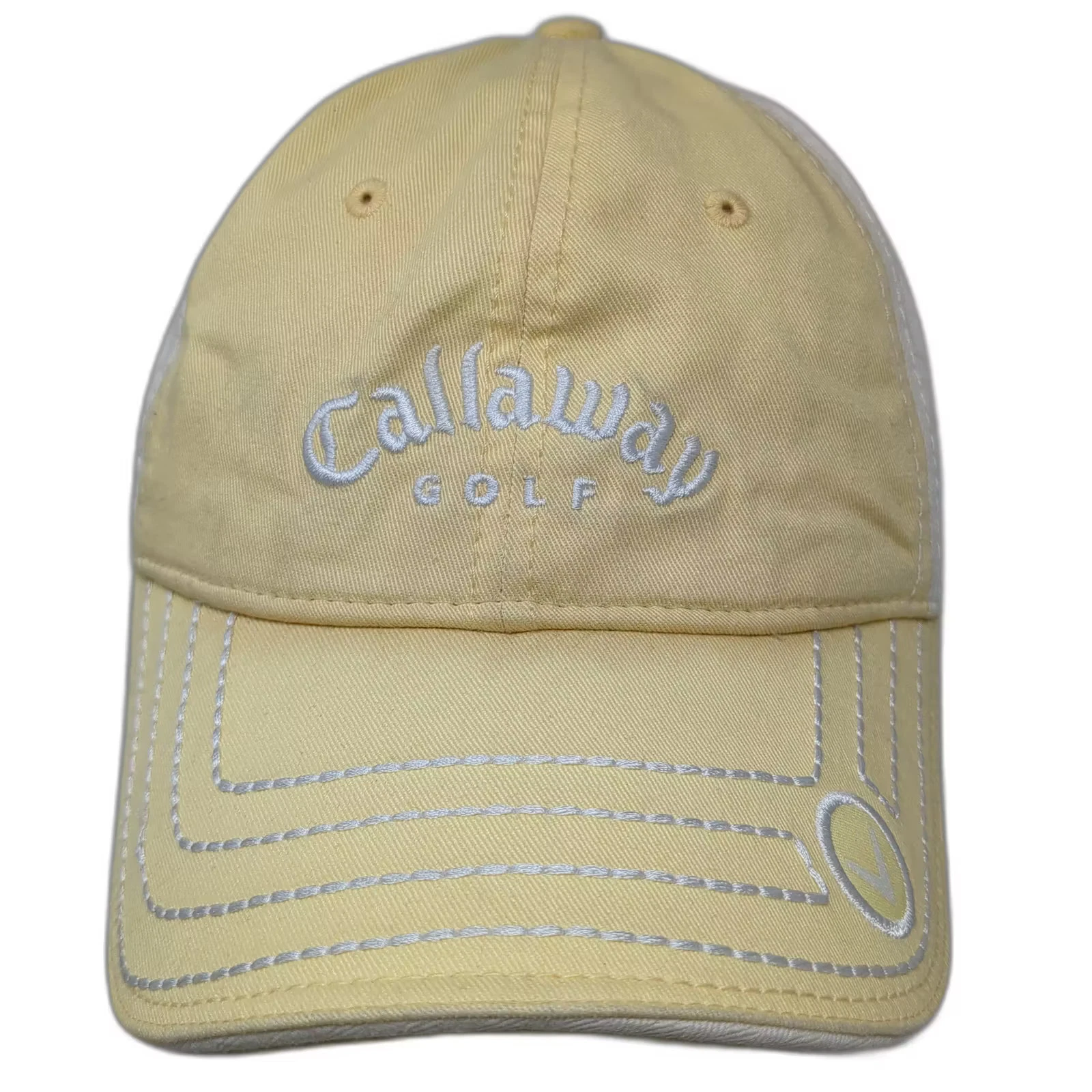 Callaway Golf Baseball Cap Yellow White One Size Adjustable Embroidered Logo Hat