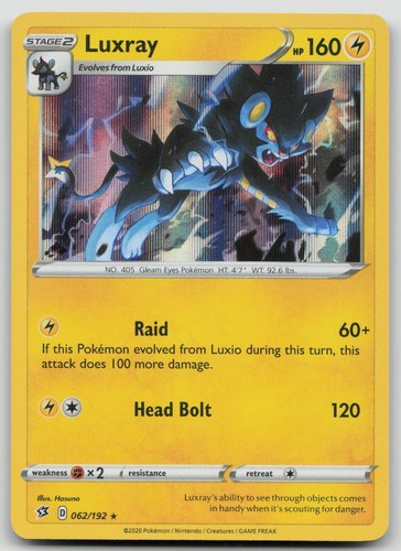 Luxray 062/192 Holo Rare Rebel Clash Pokemon NM