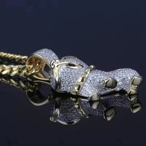 Authentic 2.50Ct Round Lab Created Diamond French Bulldog Pendant 14k Yellow Gold Plated