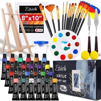 Acrylic Paint Set,46 Piece Professional Painting Supplies with Paint Brushes,...
