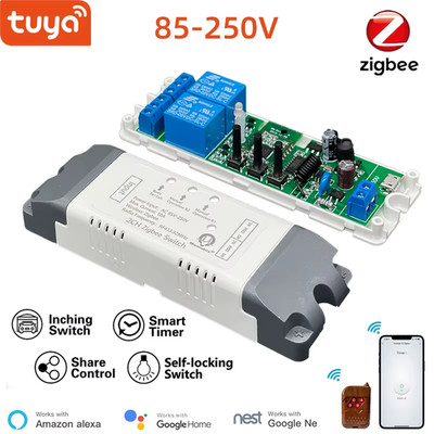 Tuya Smart Zigbee 2 Channel 85-250V 3 Mode Zigbee Switch ,Smart DIY Inching Swit