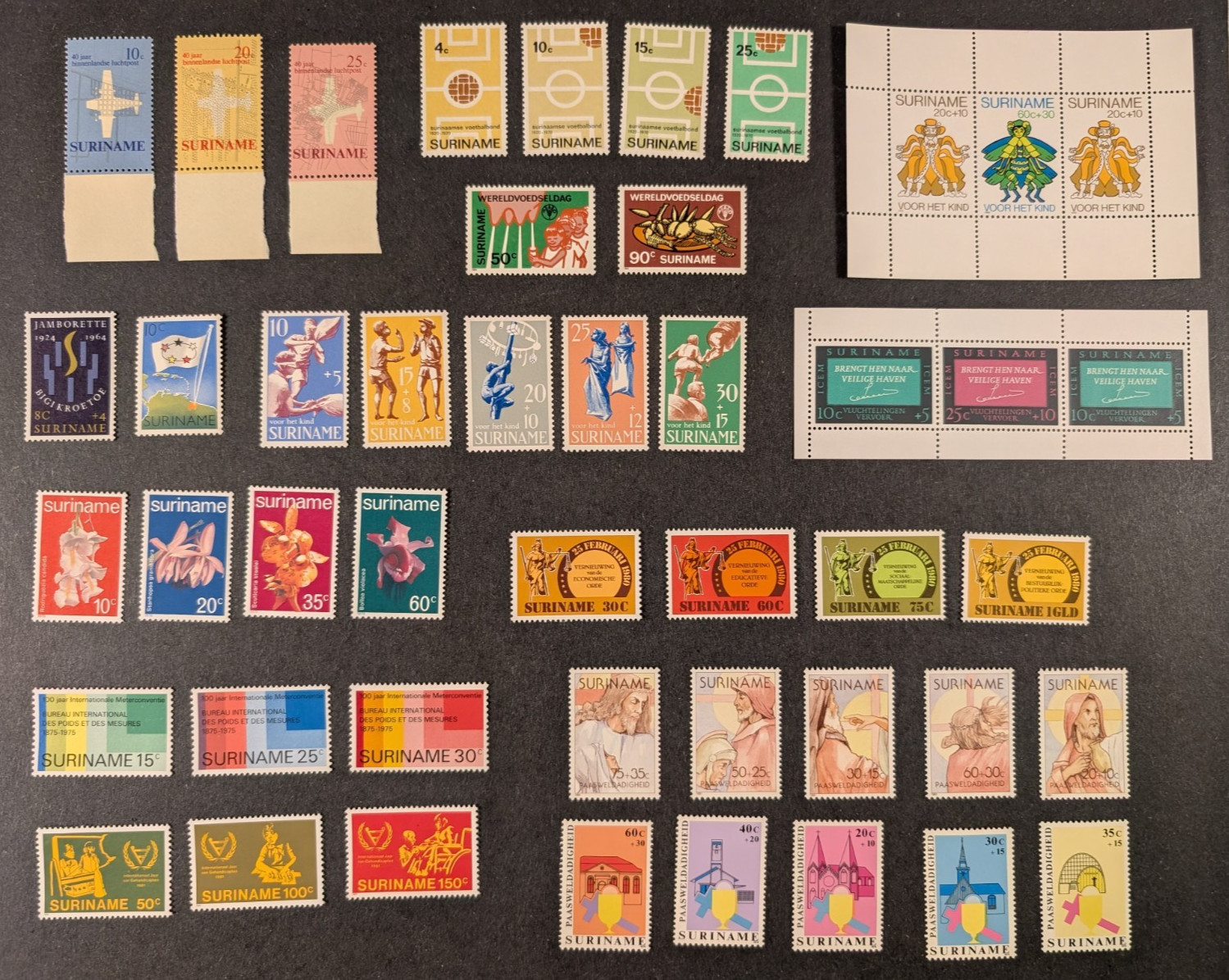 Suriname - Nice lot of 40 stamps & 2 mini-sheets, all MNH, VF.