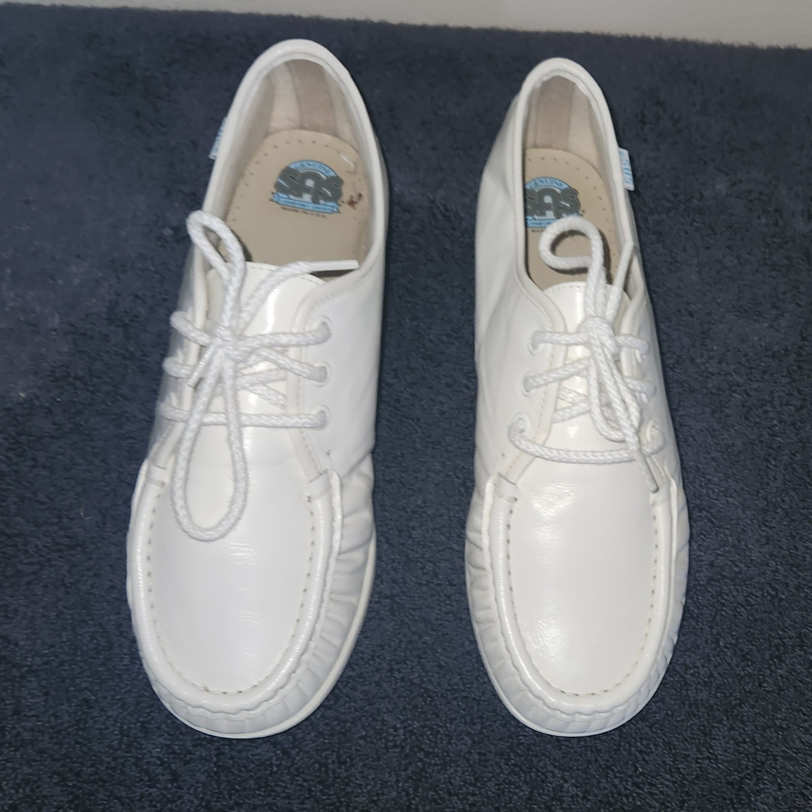 SAS White Siesta Lace Up Leather Comfortable Work Shoes Size 7