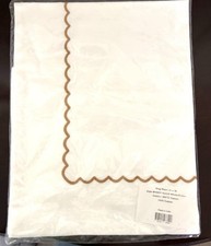 Matouk NWT 1 King Sham 21x36 Astrid White Tan Scallops 300TC Santino 100 Cotton
