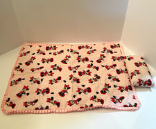 Disney Minnie Mouse Pink Polka Dot Ruffle Doll/Pet Bedding Set Blanket  Pillow