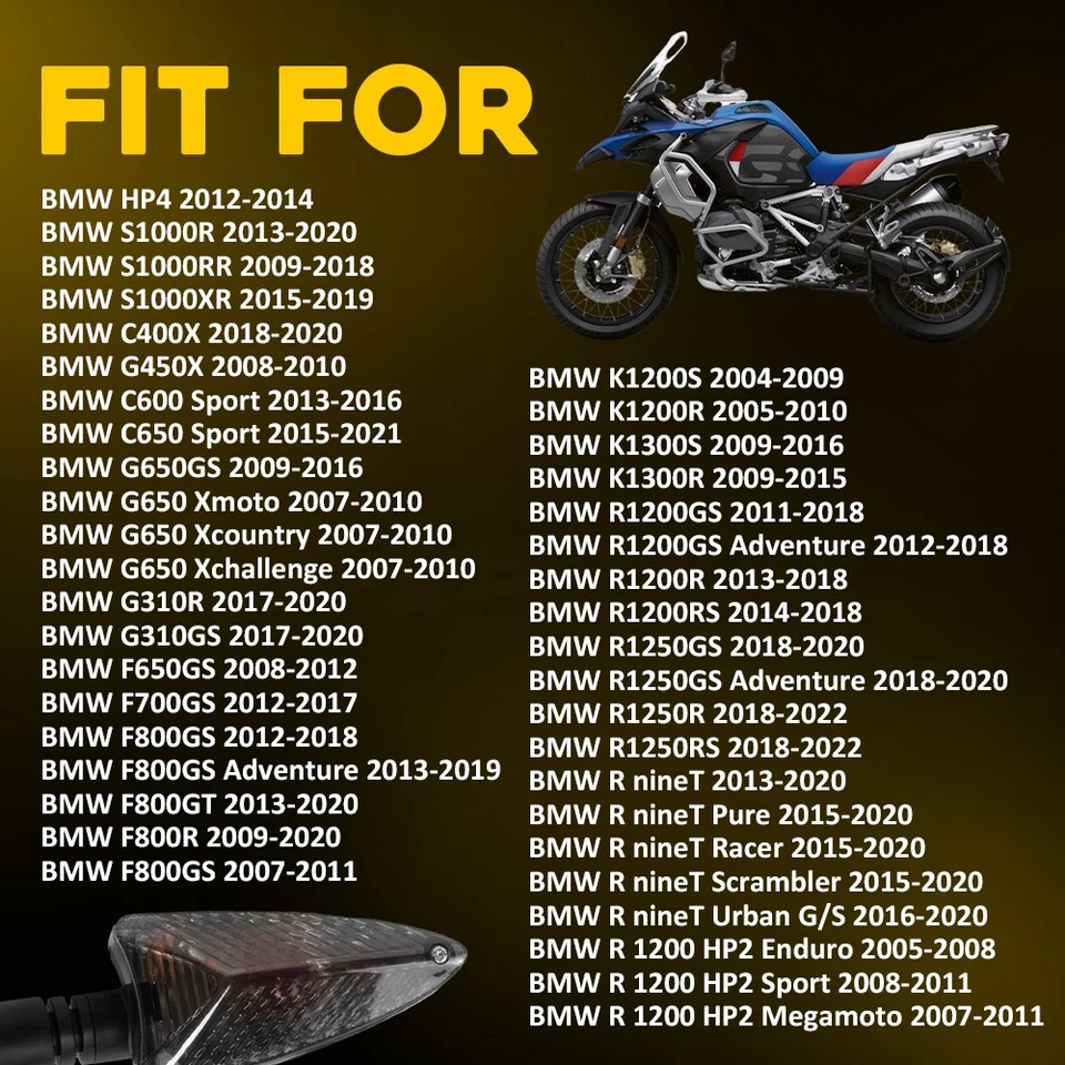 Luces intermitentes de señal de giro delanteras y traseras para BMW G310GS G650GS S1000RR R1200G Foto 2 de 4