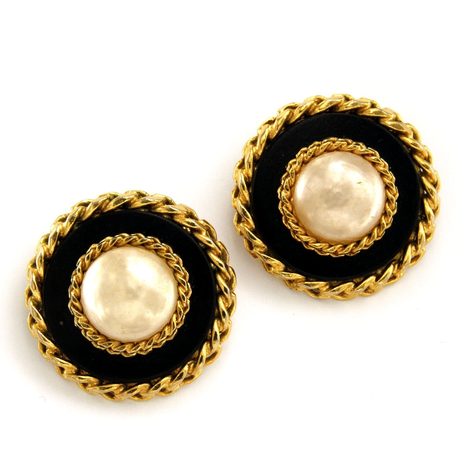authentic chanel pearl large vintage earrings