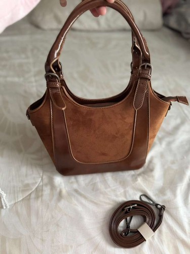 Two-tone brown handbag