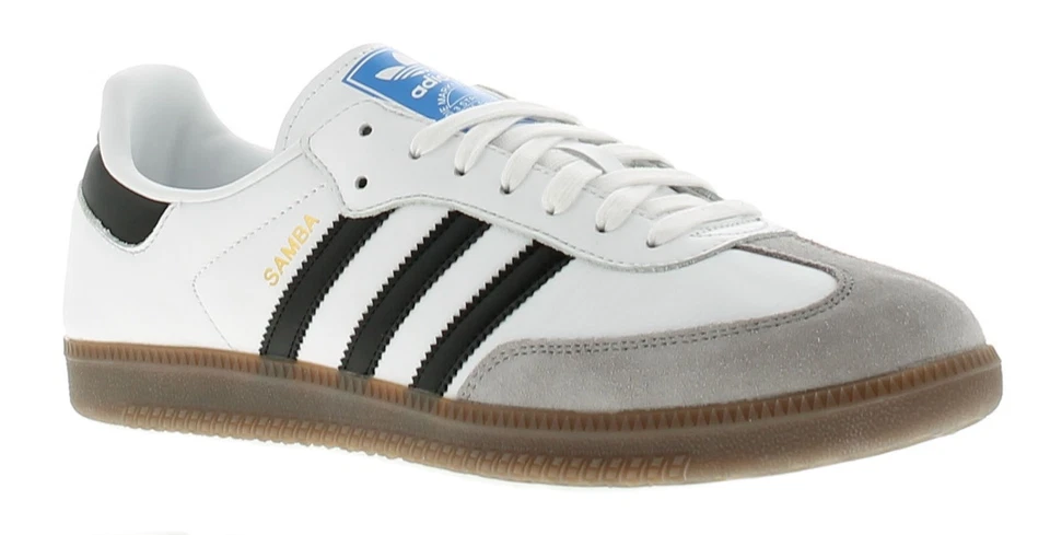 Adidas Originals Mens Trainers samba og leather Lace Up white black UK Size