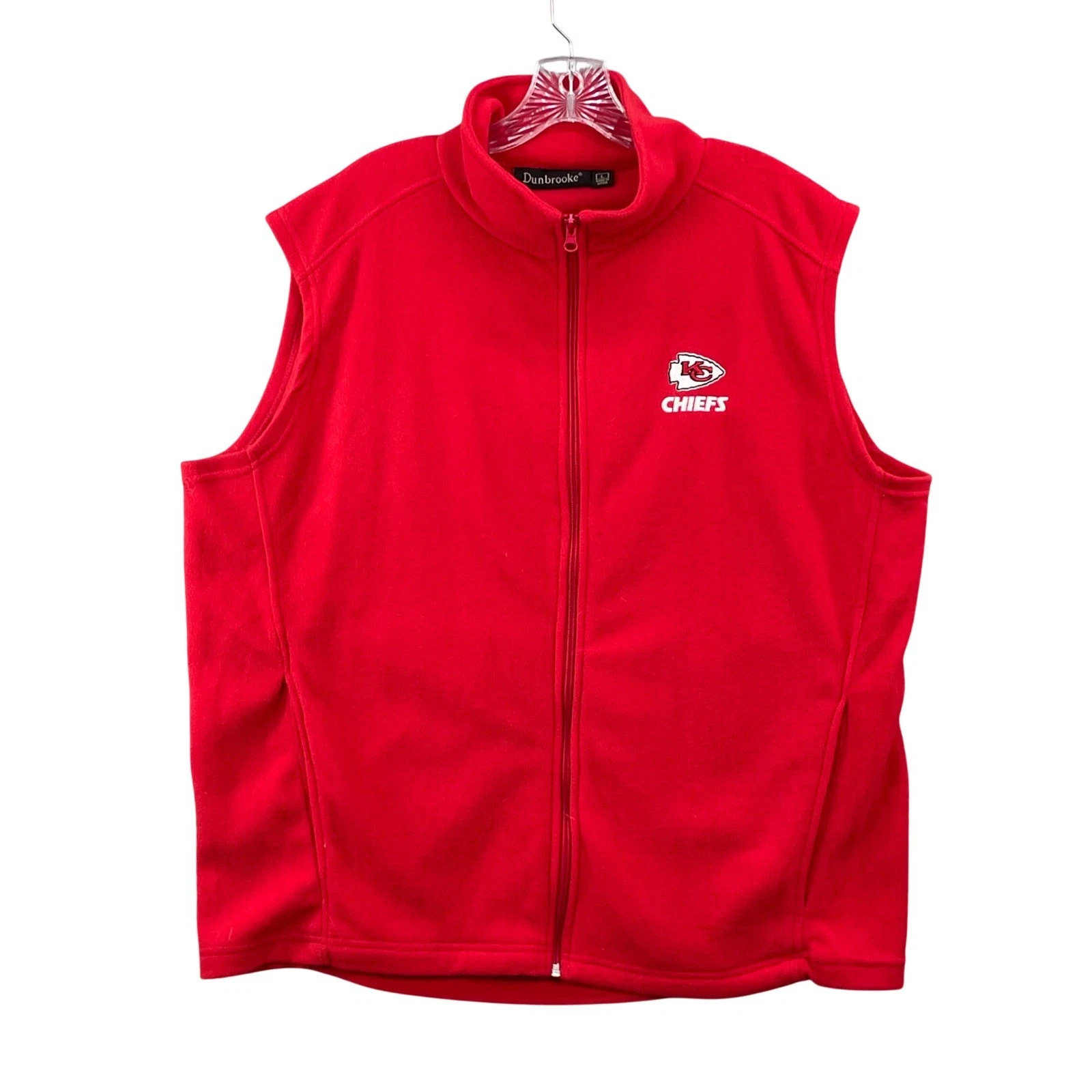 Dunbrooke Fleece Vest Mens Large Red Kansas City Chiefs NFL Full Zip Layering