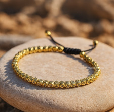 Tibetan Copper Bead Bracelet Minimalist Gold-Tone Wealth  Luck Jewelry Xmas Gif