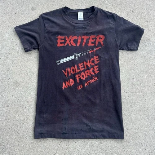 Vintage Metal Exciter Concert Us Tour Tshirt Violence And Fo 1980s vintage concert t-shirt, vintage, size M, single stitch, B+ condition
