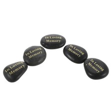 5pcs Memorial Rocks For Gravesite - Natural Pebble Stone Memorial Cemetery