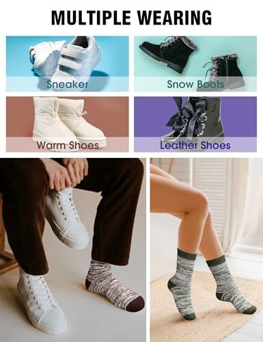 5 Pairs Thick Wool Socks Mens, Warm Winter Fuzzy Socks,Soft 6-11 Multicolor-02 - Picture 6 of 7
