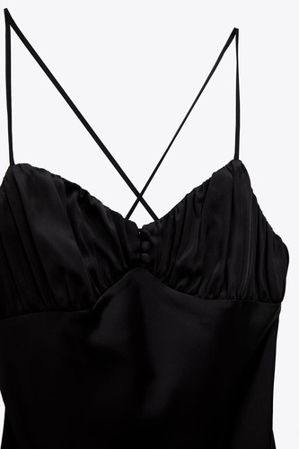 BNWT ZARA Black Satin Camisole Dress Size XL - Picture 6 of 7