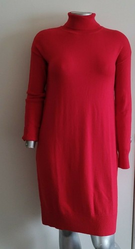 NWT Woman A New Day SWEATER DRESS Size M Red Turtle Neck Long Sleeve sides slit