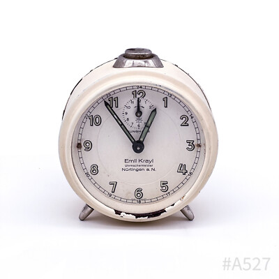 Vintage Junghans Wecker mit Metallgehäuse, mechanisch Weiß