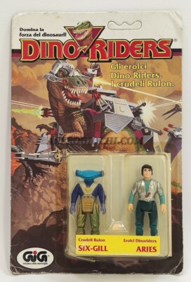 DINO RIDERS SIX GILL e ARIES GIG TYCO 1987 FIGUR NEU VERSIEGELT BOX MOC DINORIDERS