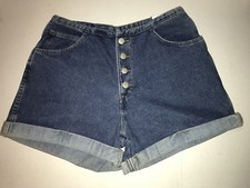 NWT VINTAGE GITANO BUTTON FRONT HIGH WAIST JEAN SHORTS SIZE 12 RELAXED FIT