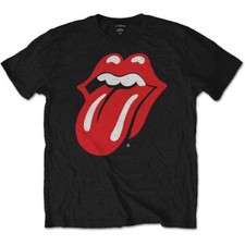 Image of Official The Rolling Stones Classic Tongue Mens Unisex Black Rolling Stones Tee