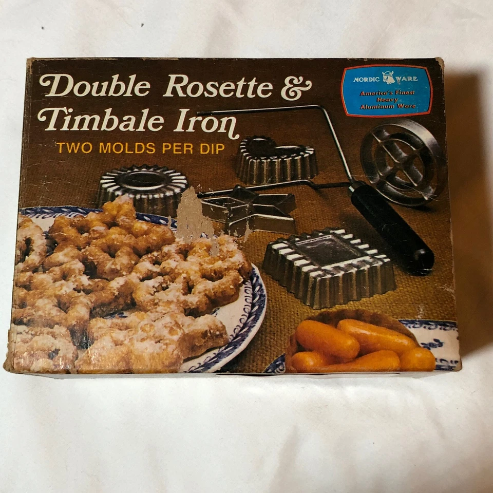 Juego de 4 moldes de hierro timbal roseta pastelera Nordic Ware vintage con manual Foto 2 de 4